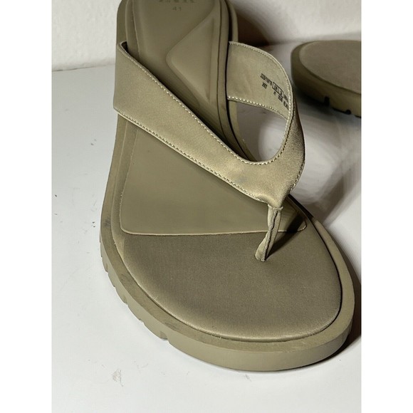 Zara Flip Flop Kitten Heels Sandals Sage Light Green Womens Size 41 - Picture 9 of 16